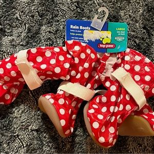 Top Paw Rain Boots-Red Polka Dot